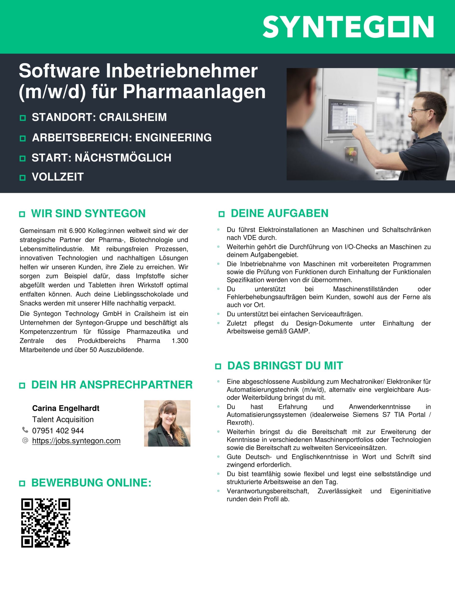 Software Inbetriebnehmer für Pharmaanlagen