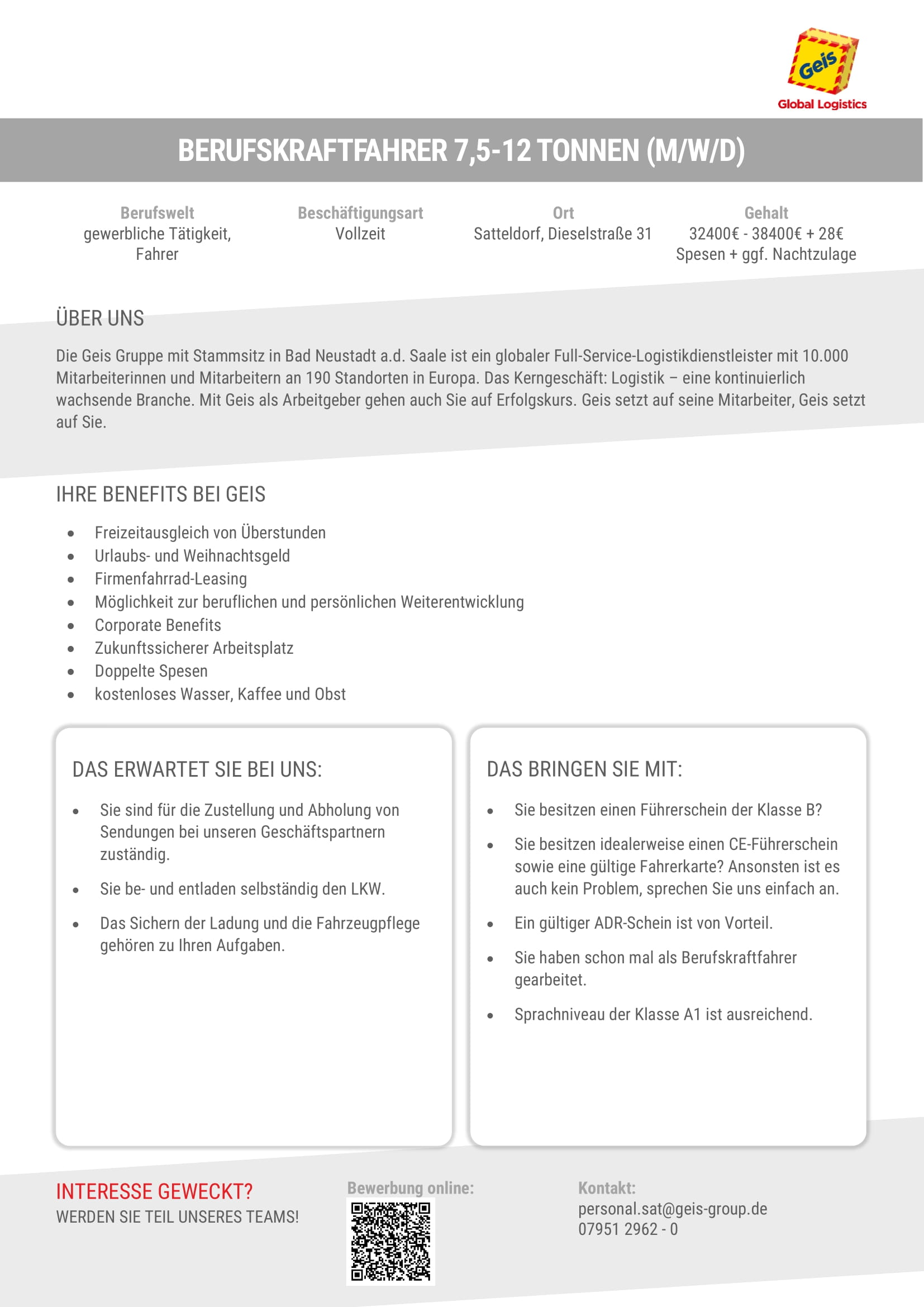 Stellenanzeige BKF 7,5-12-1